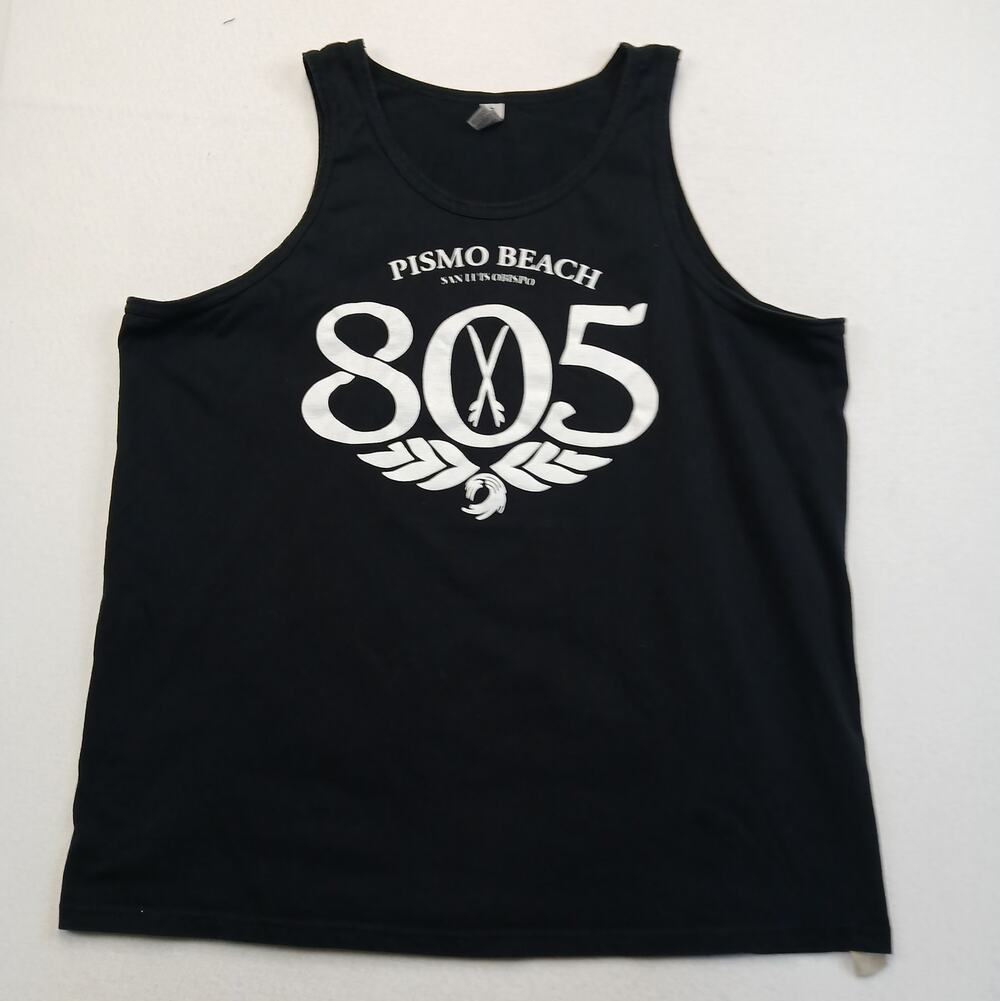Pismo Beach 805 Graphic Tank Top Mens 2XL Black San Luis Obispo Sleeveless